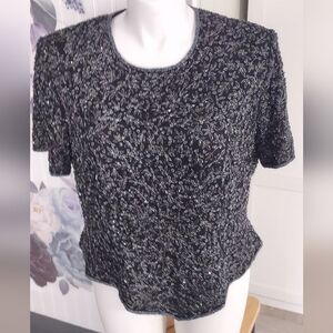 Vintage Papell Boutique Evening Sequined Top  Sz 1x 14/18 Lined silk EUC